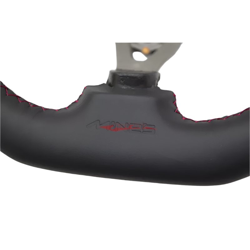 Mines Original Leather Steering Wheel (D Type Red Stitching) Fits Nissan R34 Skyline GTR, S15 Silvia & 200SX