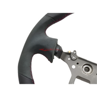 Mines Original Leather Steering Wheel (D Type Red Stitching) Fits Nissan R34 Skyline GTR, S15 Silvia & 200SX