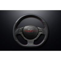 Mines Original Leather Steering Wheel (D Type Red Stitching) fits Nissan R35 GTR 07-16