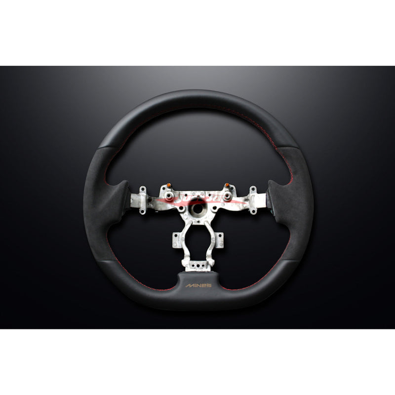 Mines Original Leather Steering Wheel (D Type Red Stitching) fits Nissan R35 GTR 07-16