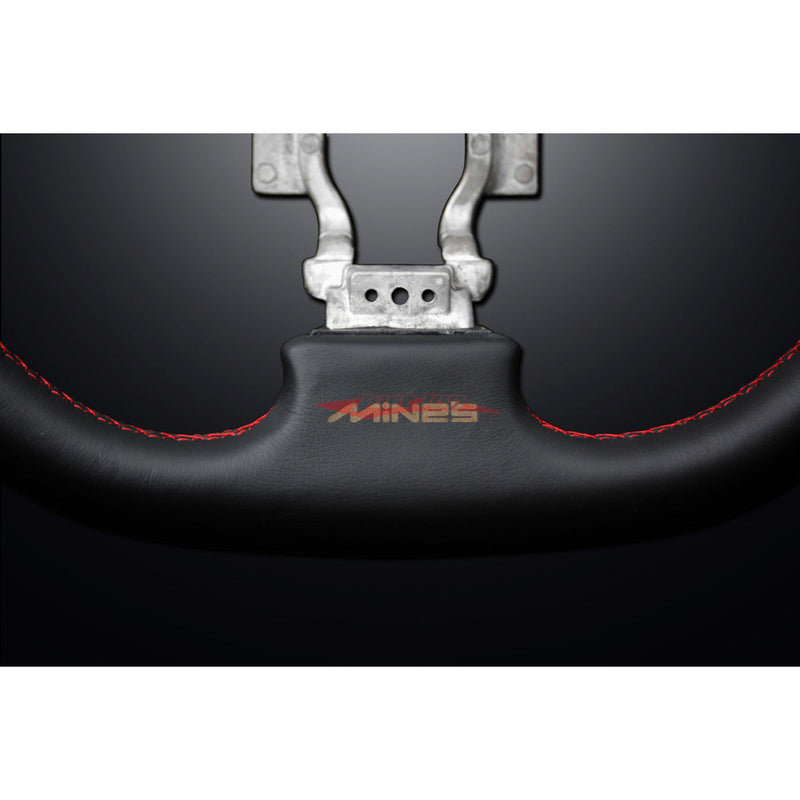 Mines Original Leather Steering Wheel (D Type Red Stitching) fits Nissan R35 GTR 07-16