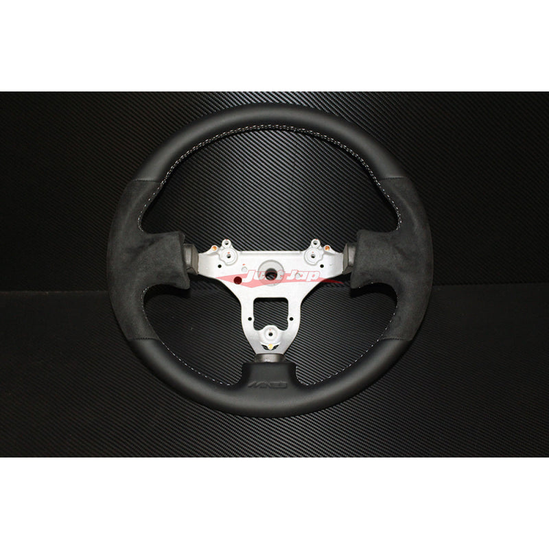 Mines Original Leather Steering Wheel (Version 2 Grey Stitching) fits Nissan R34 GTR GTR