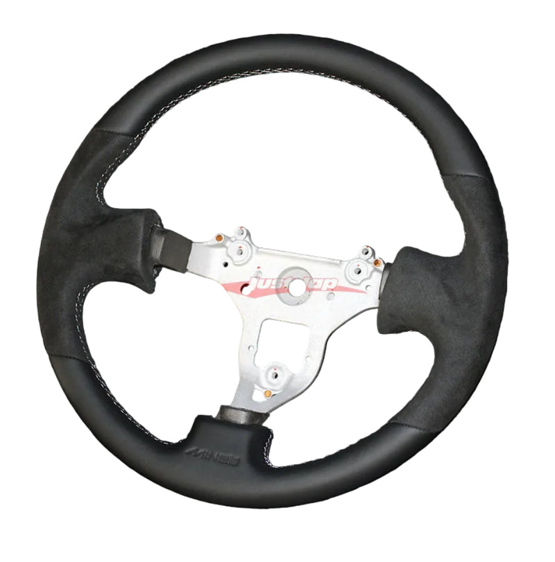 Mines Original Leather Steering Wheel (Version 2 Grey Stitching) Fits Nissan R34 Skyline GTR, S15 Silvia & 200SX