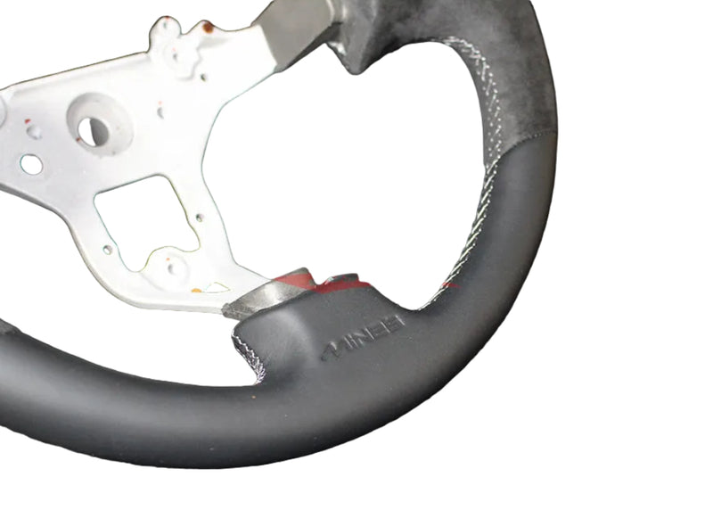 Mines Original Leather Steering Wheel (Version 2 Grey Stitching) Fits Nissan R34 Skyline GTR, S15 Silvia & 200SX