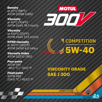 Motul 300V Competition Engine Oil 5W-40 20 Litre