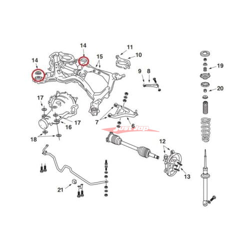Nismo Rear Crossmember Subframe Reinforced Bush Set (4pce) fits Nissan R32/R33/R34 Skyline & C34 Stagea (4WD)