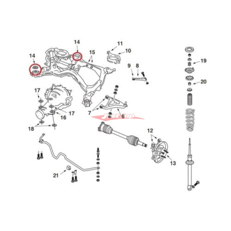 Nismo Rear Crossmember Subframe Reinforced Bush Set (4pce) fits Nissan R32/R33/R34 Skyline & Stagea (4WD)