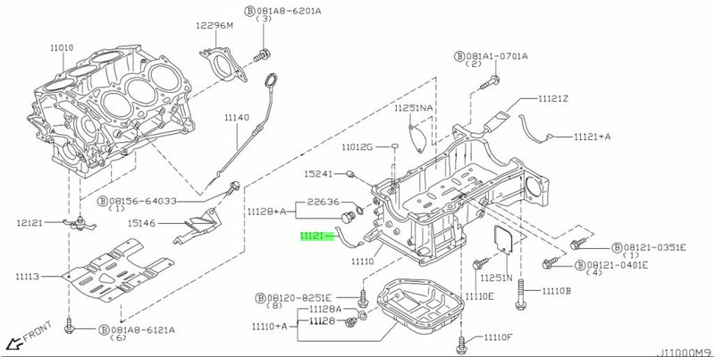 Genuine Nissan Front Oil Pan Gasket Fits Nissan E51/E51/E52 Elgrand, V35 Skyline, M35 Stagea & Z33 350Z (VQ25/VQ30/VQ35)
