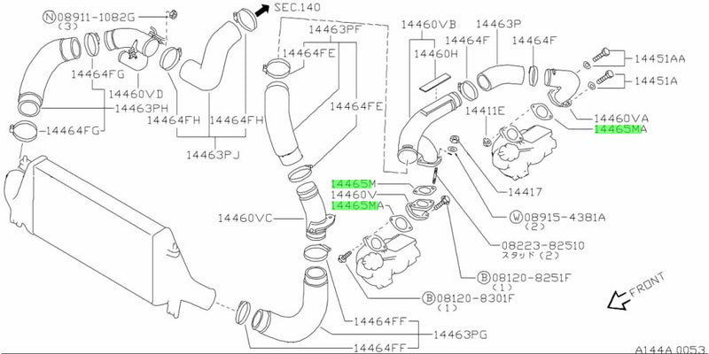 Genuine Nissan Turbocharger Compressor Outlet Pipe Gasket Fits Nissan R32/R33/R34 Skyline GTR & C34 Stagea 260RS RB26DETT