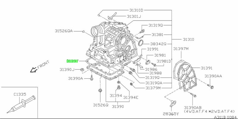Genuine Nissan Transmission Oil Pan Gasket Fits Nissan K12 Micra, N14/N15/N16 Pulsar, P10/P11 Primera, U12/U13/U14 Bluebird, W10/W11 Avenir & Z10/Z11 Cube