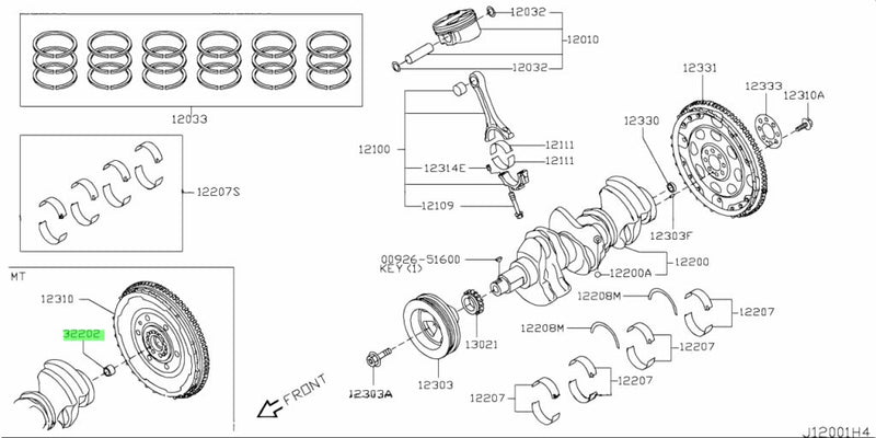 Genuine Nissan Rear Crankshaft Spigot Bush Suits Nissan CA18/SR20/RB20/RB25/RB26/VG30/VQ35/VQ37