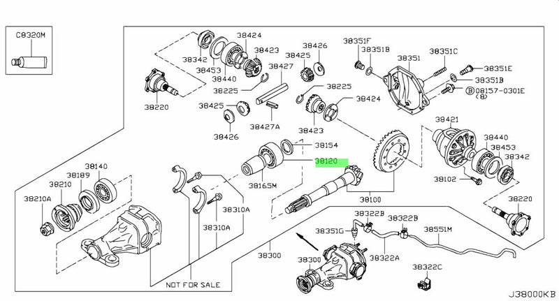 Genuine Nissan Rear Differential Inner Pinion Shaft Bearing (R200V) Fits Nissan E51 Elgrand, J50 Crossover, M35 Stagea, V35/V36 Skyline, Z33 350Z & Z34 370Z