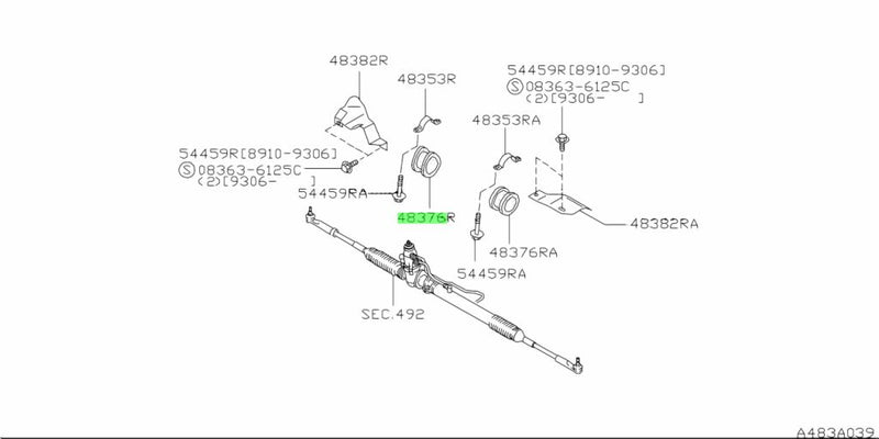 Genuine Nissan Power Steering Rack Rubber Mounting Bush R/H Fits Nissan Skyline R33 GTS/T, R34 GT/T & C34 Laurel