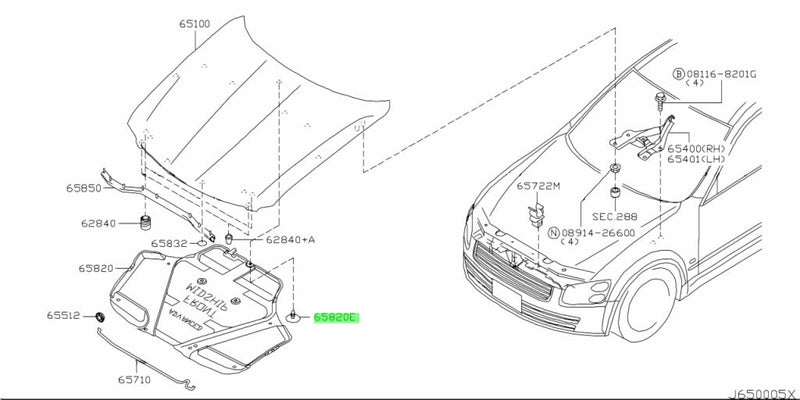Genuine Nissan Bonnet Insulator Hood Liner Clip Fits Nissan S13/S14/N15/N16/R33/R34/V35/V36/C34/C35/M35/R35/Z32/Y31/Y32/Y60/Y61/ZE0