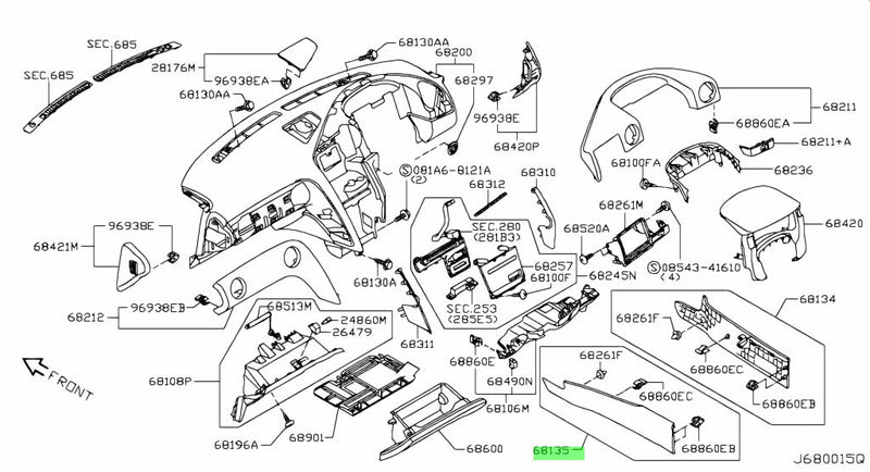 Genuine Nissan Instrument Panel Console Side Panel L/H Fits Nissan R35 GTR CBA/DBA 07-16