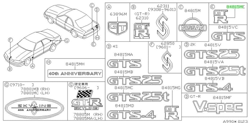 Genuine Nissan GTR Boot Lid Badge Fits Nissan Skyline R33 GTR