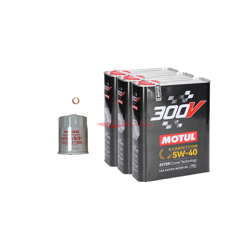 Nissan R35 GTR Engine Oil Service Kit - Motul 300V 5W-40 & Nissan Oil Filter