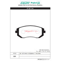 Project MU NS-EP Front Brake Pads Fits Subaru WRX GE/GH/GR/GV, BRZ ZN6 & Toyota 86 ZN6