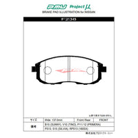 Project MU NS Front Brake Pads Fits Nissan S13 Silvia, 180SX, S15 Silvia Spex S & R32 Skyline (Non Turbo)