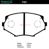 Project MU NS400 Front Brake Pads fits Mazda MX-5 1.8L NA8C/NB8C