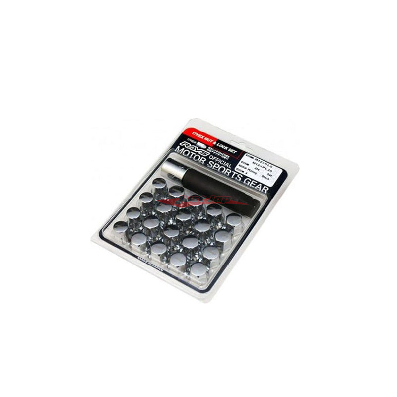 RAYS Volk Racing Steel Wheel Lug Nuts & Locking Nut Set - M12 x P1.25 (Chrome)