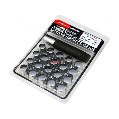 RAYS Volk Racing Steel Wheel Lug Nuts & Locking Nut Set - M12 x P1.5 (Chrome)