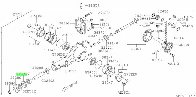 Genuine Subaru Rear Differential Pinion Shaft Seal (R160) Fits Subaru Forester, Impreza, WRX / STi, Legacy / Liberty, Levorg, Outback & VX