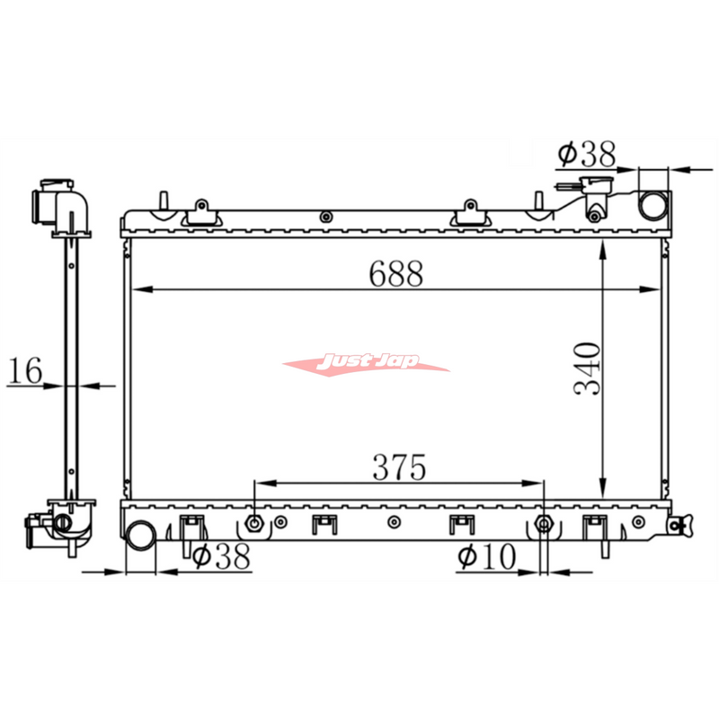 TBAP Genuine Style Replacement Radiator Fits Subaru Impreza GC/GF 08/98- (EJ16/18/20 Non Turbo)