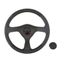 TISSO Nappa Leather & Grey Alcantara OEM Factory Style Steering Wheel & Horn Button (Grey Stitching) Fits Nissan R32 Skyline GTR