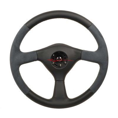 TISSO Nappa Leather & Grey Alcantara OEM Factory Style Steering Wheel (Grey Stitching) Fits Nissan R32 Skyline GTR