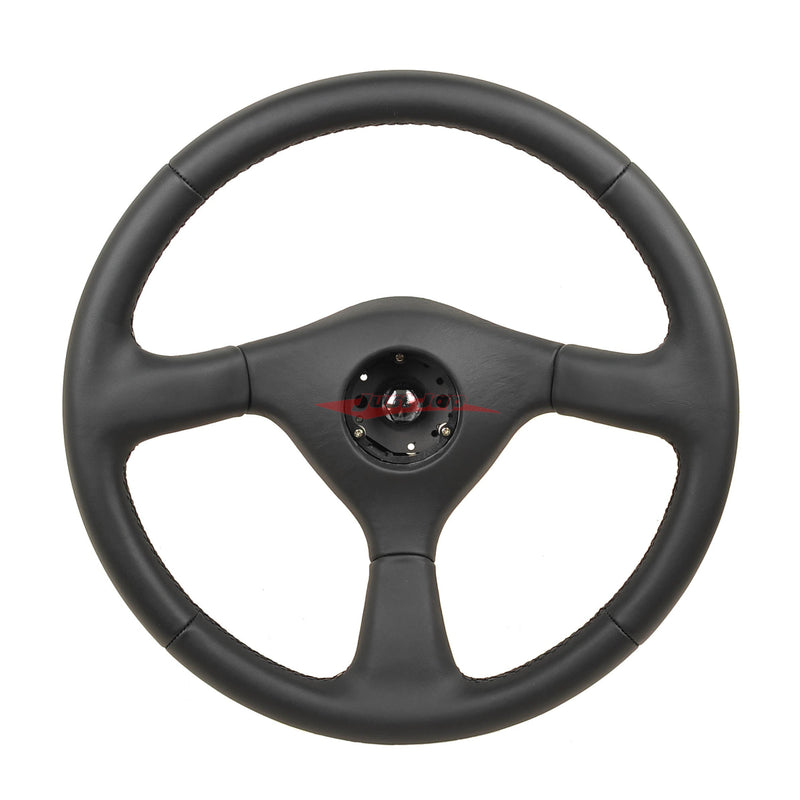 TISSO Nappa Leather OEM Style Steering Wheel & Horn Button (Black Stitching) Fits Nissan R32 Skyline GTR