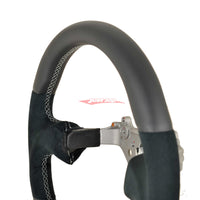 TISSO Premium Nappa Leather & Alcantara Steering Wheel (Grey Stitching) Fits Nissan R34 Skyline GTR , S15 Silvia & 200SX