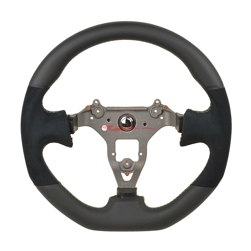 TISSO Premium Nappa Leather & Alcantara Steering Wheel (Grey Stitching) Fits Nissan R34 Skyline GTR , S15 Silvia & 200SX