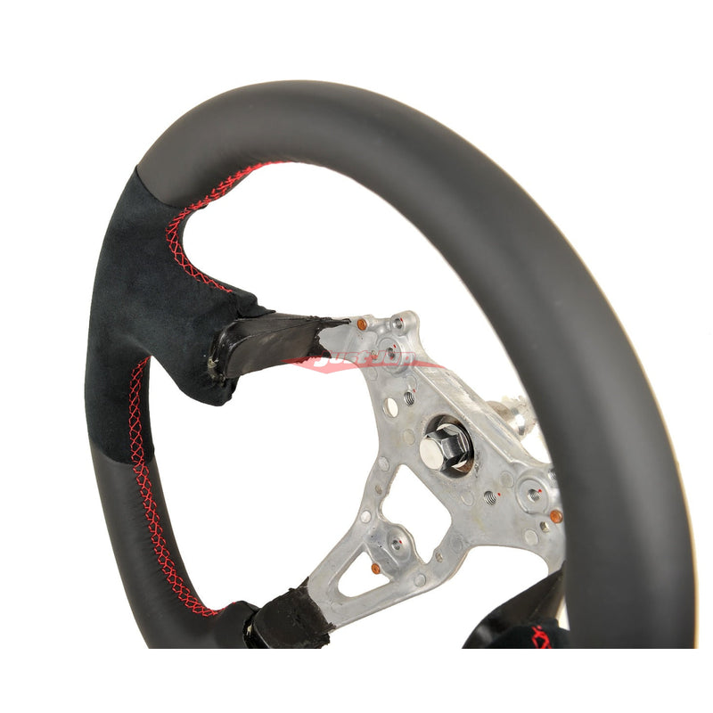 TISSO Premium Nappa & Alcantara Leather Steering Wheel (Red Stitching) Fits Nissan R34 Skyline GTR, S15 Silvia & 200SX