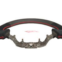 TISSO Premium Nappa Leather & Alcantara Steering Wheel (Red Stitching) Fits Nissan R35 GTR