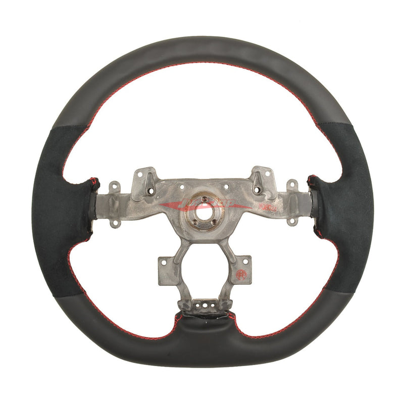 TISSO Premium Nappa Leather & Alcantara Steering Wheel (Red Stitching) Fits Nissan R35 GTR