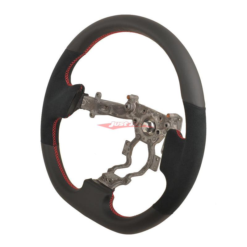 TISSO Premium Nappa Leather & Alcantara Steering Wheel (Red Stitching) Fits Nissan R35 GTR