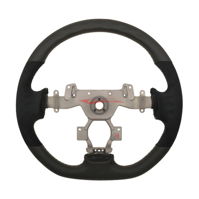 TISSO Premium Nappa Leather & Alcantara Steering Wheel (Grey Stitching) Fits Nissan R35 GTR