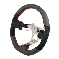 TISSO Premium Nappa Leather & Alcantara Steering Wheel (Red Stitching) Fits Nissan R34 Skyline GTR, S15 Silvia & 200SX