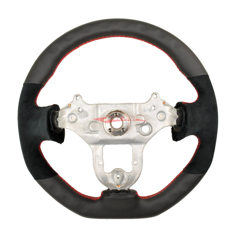 TISSO Premium Nappa Leather & Alcantara Steering Wheel (Red Stitching) Fits Nissan R34 Skyline GTR, S15 Silvia & 200SX