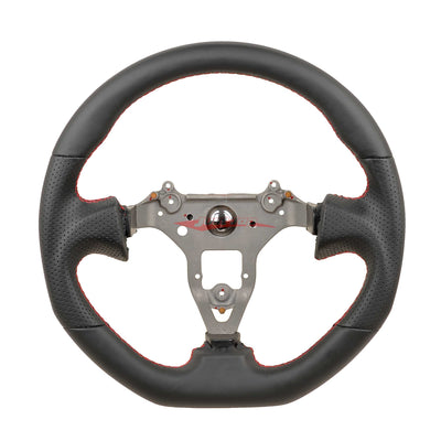 TISSO Premium Smooth & Perforated Nappa Leather Steering Wheel (Red Stitching) Fits Nissan R34 Skyline GTR , S15 Silvia & 200SX