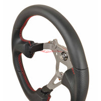 TISSO Premium Smooth & Perforated Nappa Leather Steering Wheel (Red Stitching) Fits Nissan R34 Skyline GTR , S15 Silvia & 200SX