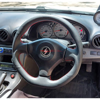 TISSO Premium Smooth & Perforated Nappa Leather Steering Wheel (Red Stitching) Fits Nissan R34 Skyline GTR , S15 Silvia & 200SX