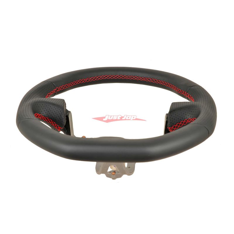 TISSO Premium Smooth & Perforated Nappa Leather Steering Wheel (Red Stitching) Fits Nissan R34 Skyline GTR , S15 Silvia & 200SX