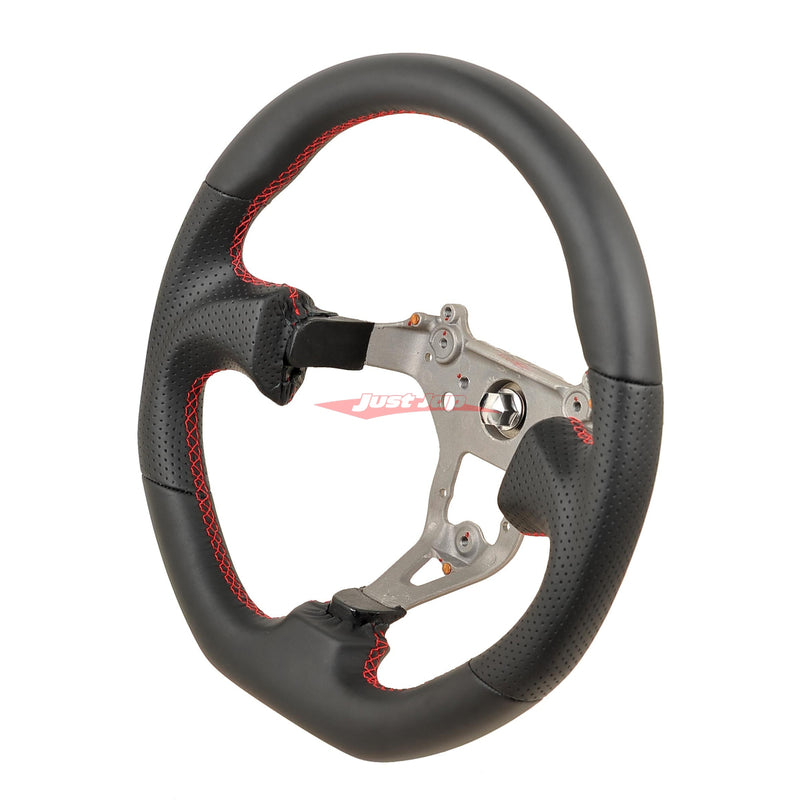 TISSO Premium Smooth & Perforated Nappa Leather Steering Wheel (Red Stitching) Fits Nissan R34 Skyline GTR , S15 Silvia & 200SX