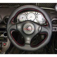 TISSO Premium Smooth & Perforated Nappa Leather Steering Wheel (Red Stitching) Fits Nissan R34 Skyline GTR , S15 Silvia & 200SX