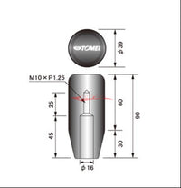 Tomei Duracon Long Gear Shift Knob (90mm) Fits Nissan / Mitsubishi / Mazda / Suzuki (M10 x 1.25)
