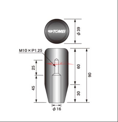 Tomei Duracon Long Gear Shift Knob (90mm) Fits Nissan / Mitsubishi / Mazda / Suzuki (M10 x 1.25)