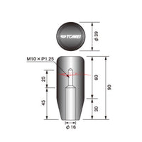 Tomei Duracon Long Gear Shift Knob (90mm) Fits Nissan / Mitsubishi / Mazda / Suzuki (M10 x 1.25)