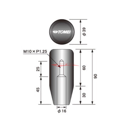 Tomei Duracon Long Gear Shift Knob (90mm) Fits Nissan / Mitsubishi / Mazda / Suzuki (M10 x 1.25)
